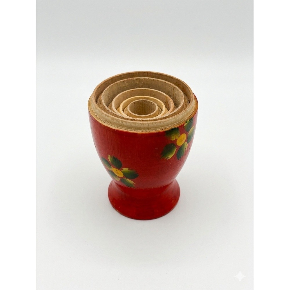 Vintage Nesting Dolls Vintage Indian Matryoshka Hand Painted Wood Stacking Set - Picture 7 of 9
